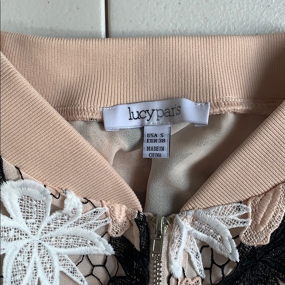 Lucy Paris Lace Bomber Jacket Blush Pink & Black S - Picture 6 of 11